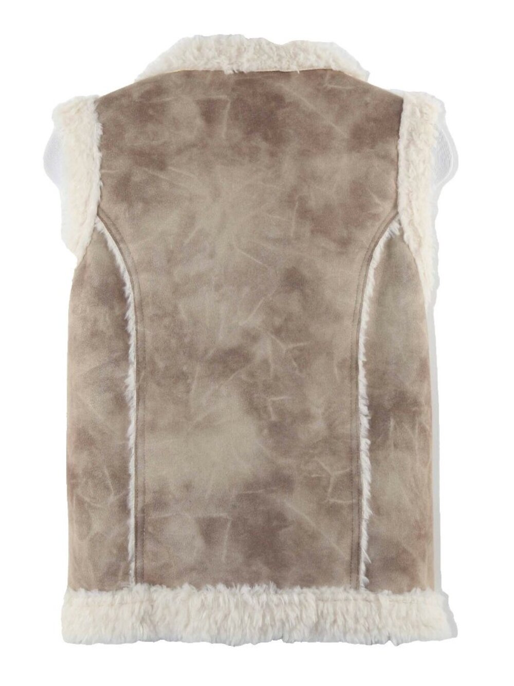 Stein Mart $115 Sz M Tan Cream Vegan Fur Suede Polyester Vest - Picture 2 of 5